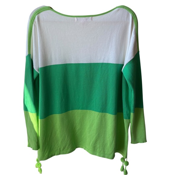 Lilly‎ Pulitzer Westwood tri color Sweater XS Myrtle Green Colorblock Tassel - Picture 3 of 9